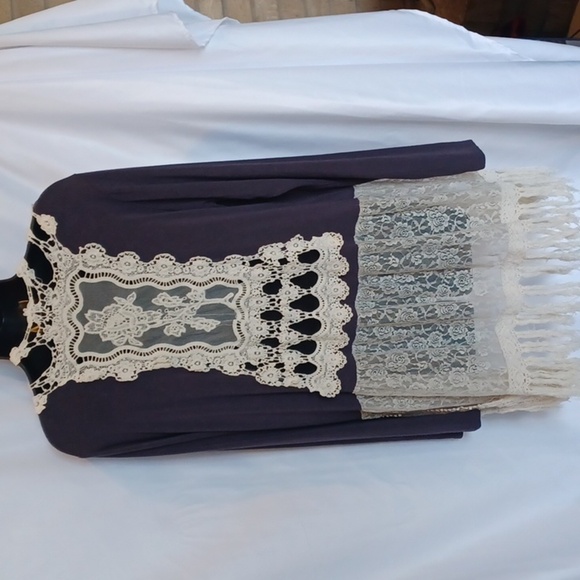 UMGEE Lace Cotton Cardigan | Size s | Open Front Fringe Boho-Chic Cottagecore - Picture 4 of 7